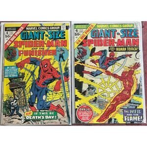 Giant-Size Spider-Man #4 & 6 (1975-76 Marvel) Lots of 2 Punisher - Human Torch